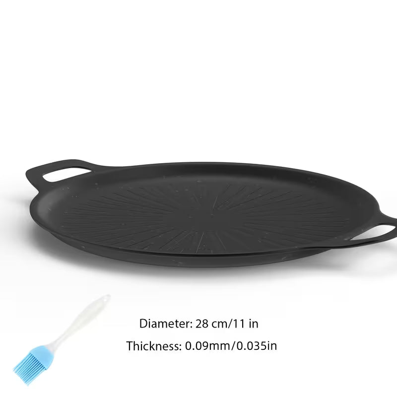 BBQ Griddle Pan with Dual-Handle & Oil Drain Groove Peaceful Pleasures