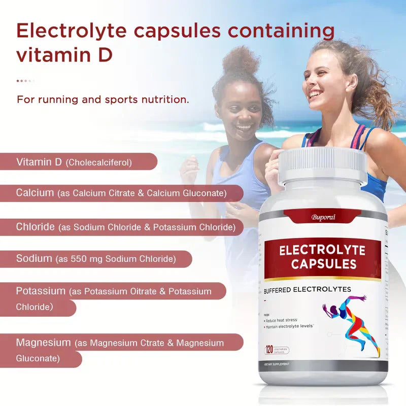 Electrolyte Capsules with Vitamin D | Gluten Free | 120 Capsules Peaceful Pleasures
