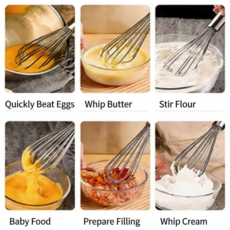3-Piece Manual Whisk Set – Stainless Steel Egg Beater Peaceful Pleasures