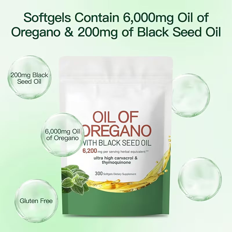 Oil of Oregano 300 Capsules with Black Seed Oil Peaceful Pleasures
