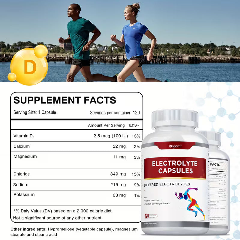 Electrolyte Capsules with Vitamin D | Gluten Free | 120 Capsules Peaceful Pleasures