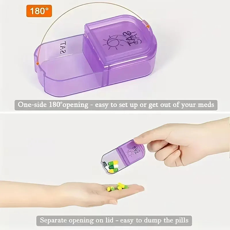 Portable 7-Day Pill Organizer with Built-In Medicine Cutter Peaceful Pleasures