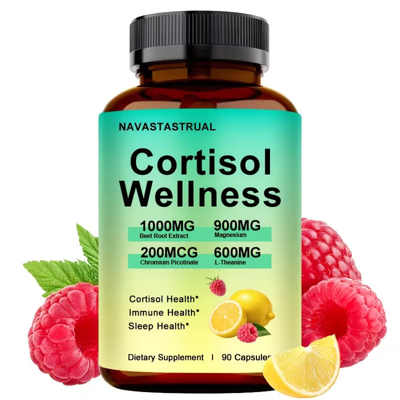 Cortisol Wellness Capsules 90ct – Magnesium, L-Theanine, Vitamins Peaceful Pleasures