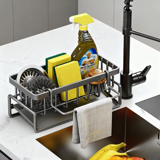 Heavy-Duty Carbon Steel Kitchen Sink Caddy with Sponge Holder Peaceful Pleasures