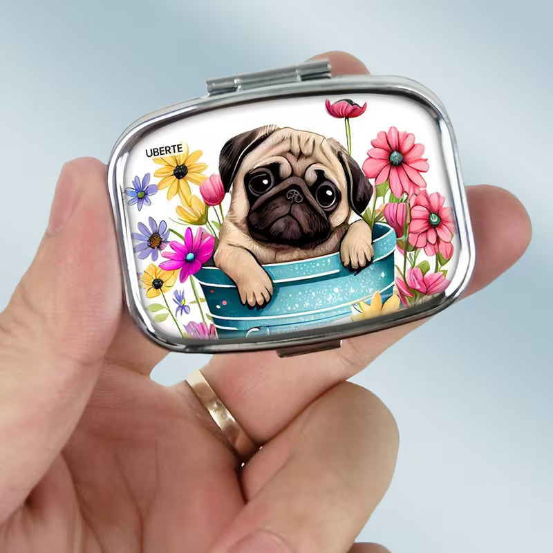 4-Pack Puppy Themed Metal Medicine & Jewelry Box Peaceful Pleasures