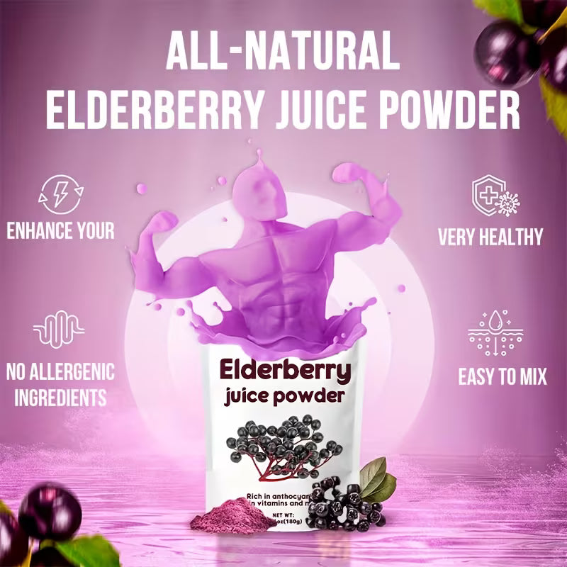 Elderberry Juice Powder 6.34oz – Natural Freeze-Dried Fruit Powder Peaceful Pleasures