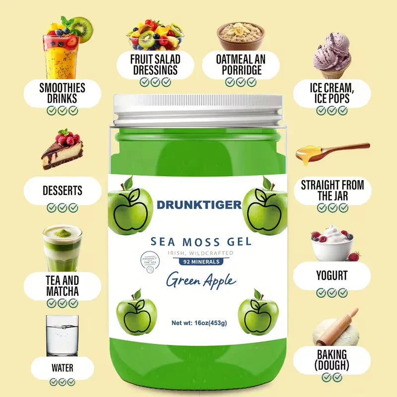 Sea Moss Gel 2-Pack – Green Apple | 92 Minerals & Prebiotics Peaceful Pleasures