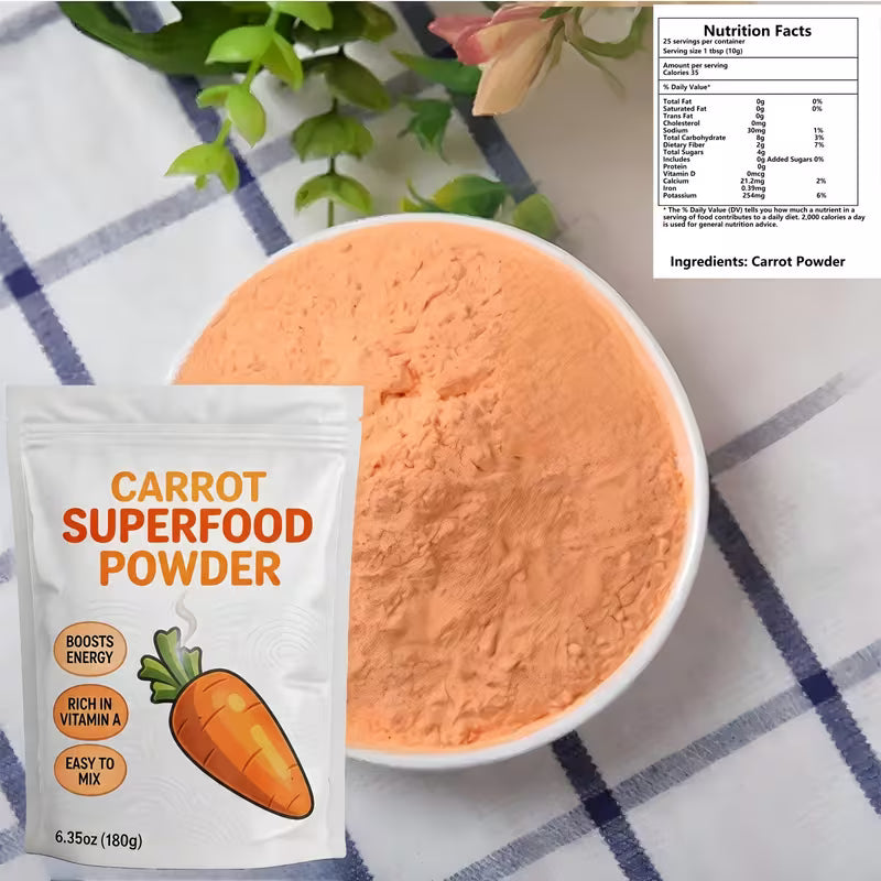 Carrot Powder – Fresh Superfood for Smoothies & Baking, 180G Peaceful Pleasures