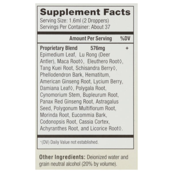 Supplement facts label with detailed ingredient list on a white background