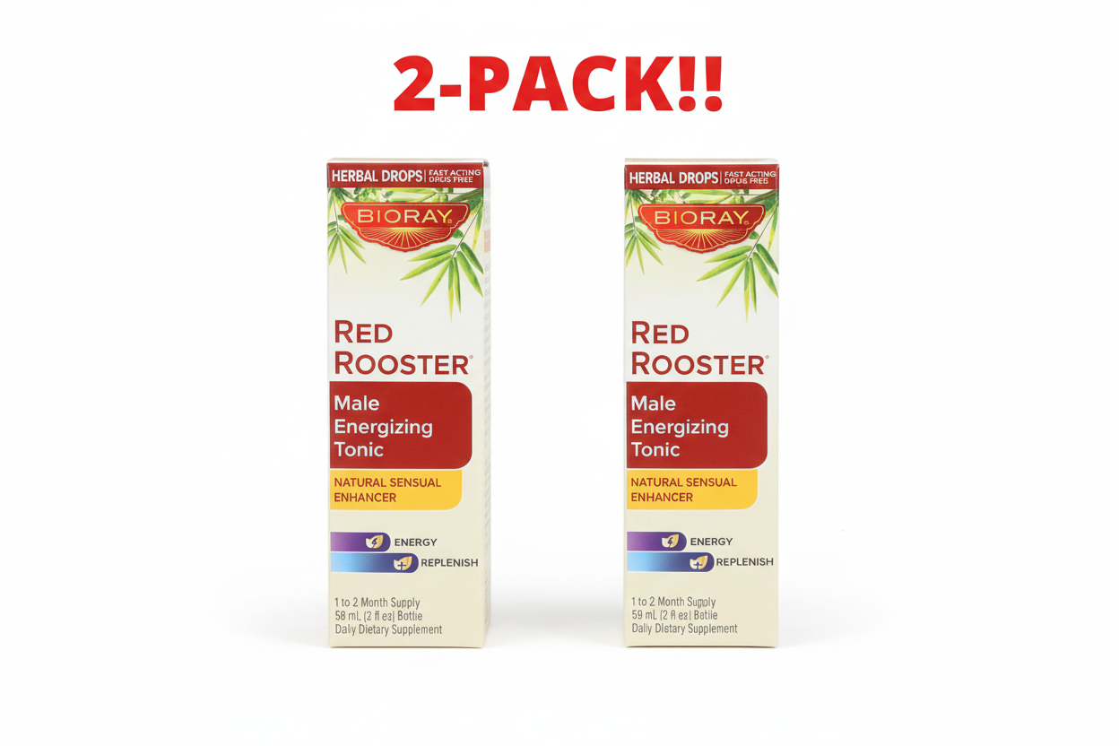 Bioray Red Rooster Male Energizing Tonic packaging on a white background