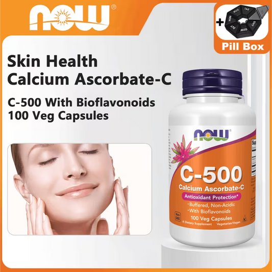 NOW Foods Vitamin C-500 Calcium Ascorbate + Pill Organizer Set Peaceful Pleasures