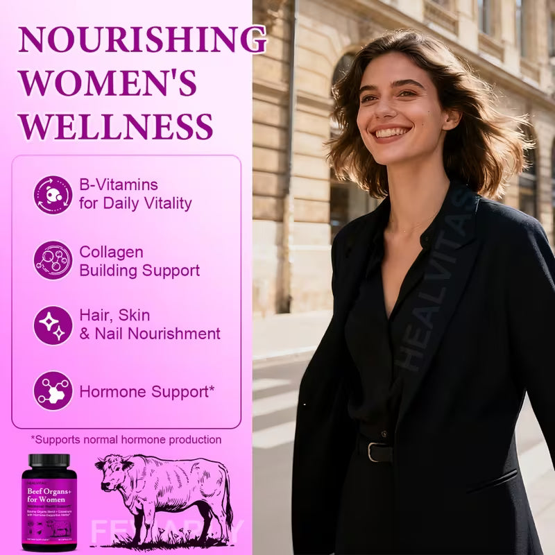 Grass Fed Beef Organ Supplement for Women – 180 Capsules Peaceful Pleasures