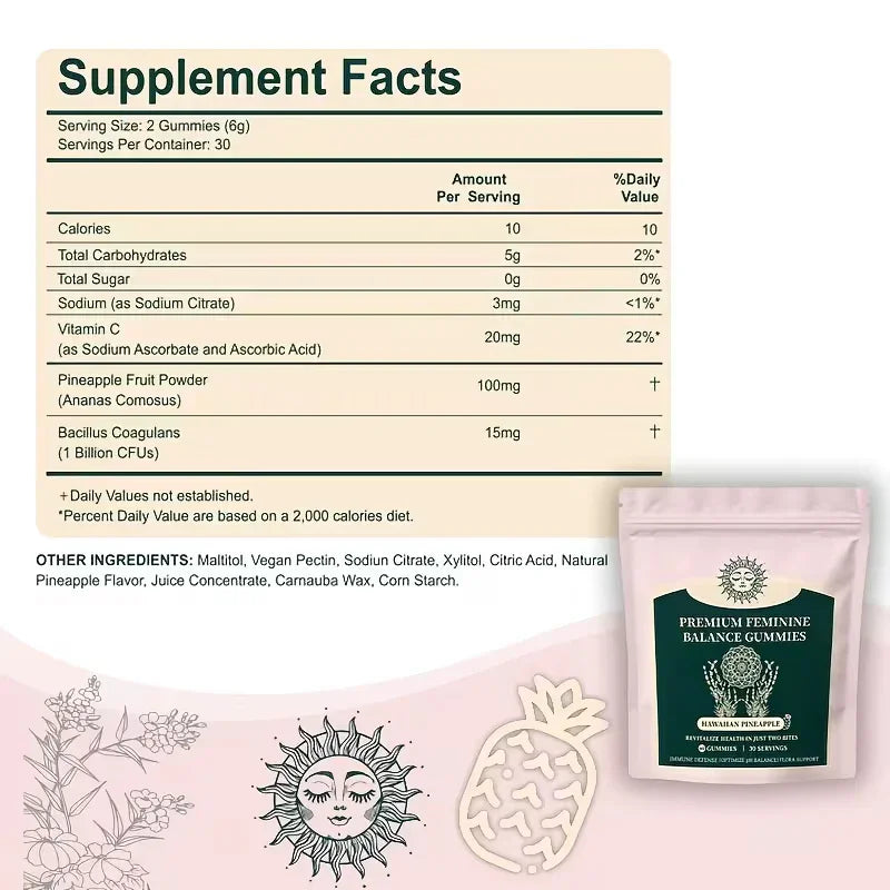 Premium Feminine Balance Gummies | Hawaiian Pineapple Flavor Peaceful Pleasures