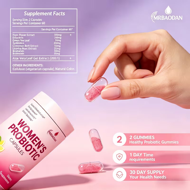 Women's Probiotic Capsules, 120 Count – 2-Pack | Intimate Flora & Feminine Health Peaceful Pleasures