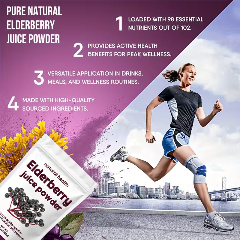Elderberry Juice Powder 6.34oz – Natural Freeze-Dried Fruit Powder Peaceful Pleasures