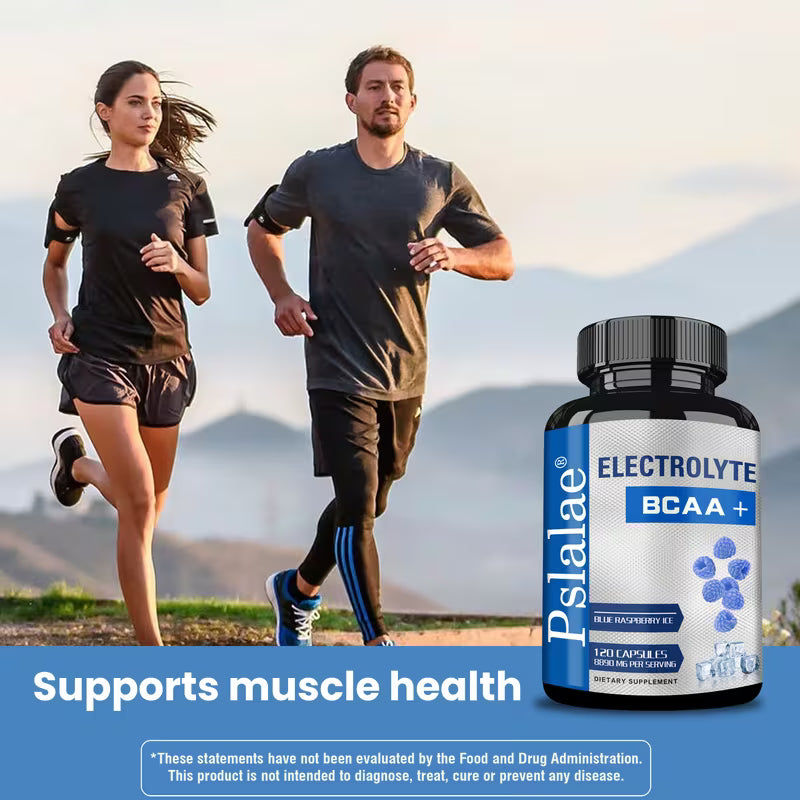 Electrolyte BCAA+ Blue Raspberry – L-Valine, L-Isoleucine, Muscle Support – 120 Capsules Peaceful Pleasures