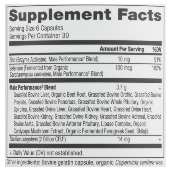 Supplement facts label with detailed nutritional information on a white background