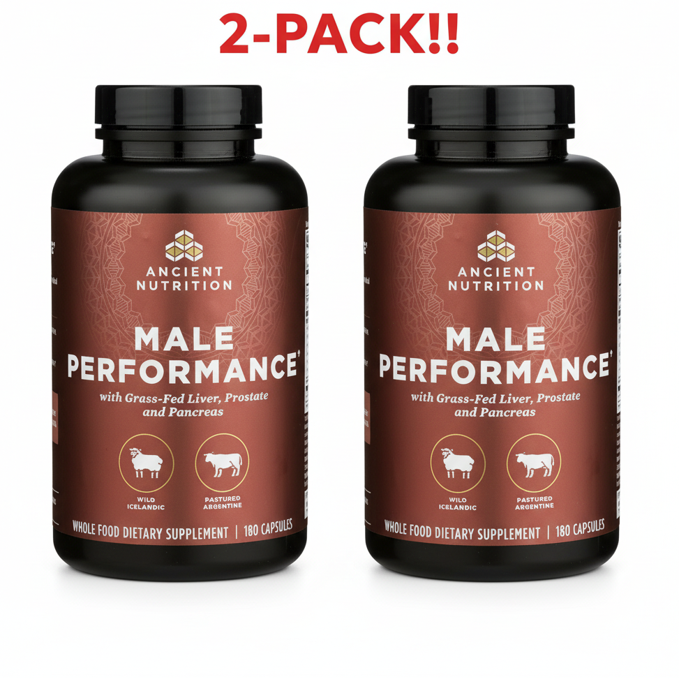 Ancient Nutrition Male Performance Grass-Fed Liver, Prostate & Pancreas 180 count two-pack bundle