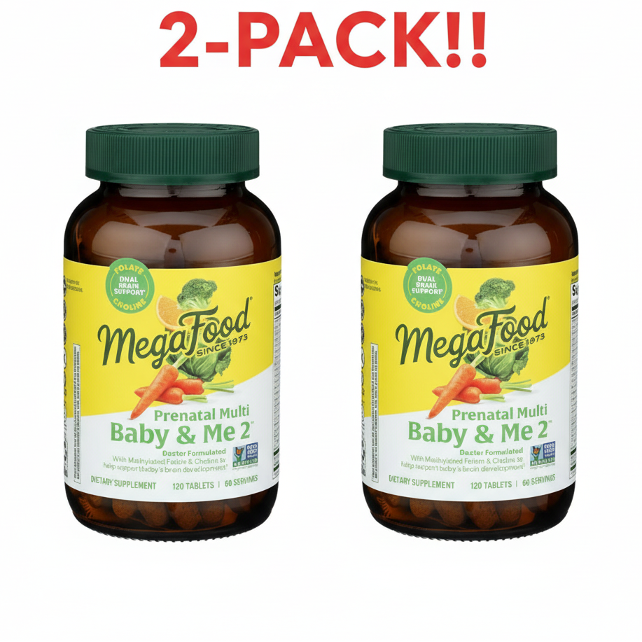 MegaFood prenatal multi supplement bottle on a white background