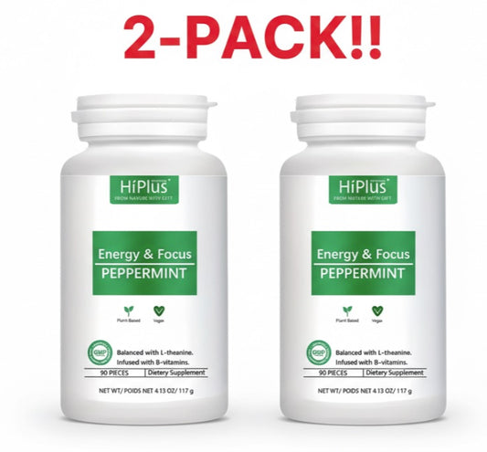 Hi Plus Neuro Energy Caffeine Mints 2-Pack – 180 Count, Sugar-Free Peppermint