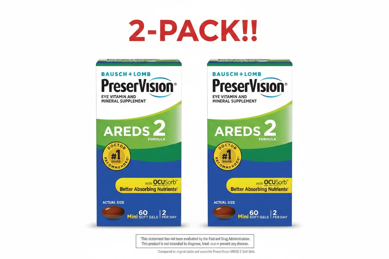 PreserVision AREDS 2 Formula + Multivitamin Eye Vitamin with Lutein and Zeaxanthin Softgels, 60 ct – 2-Pack Bausch & Lomb