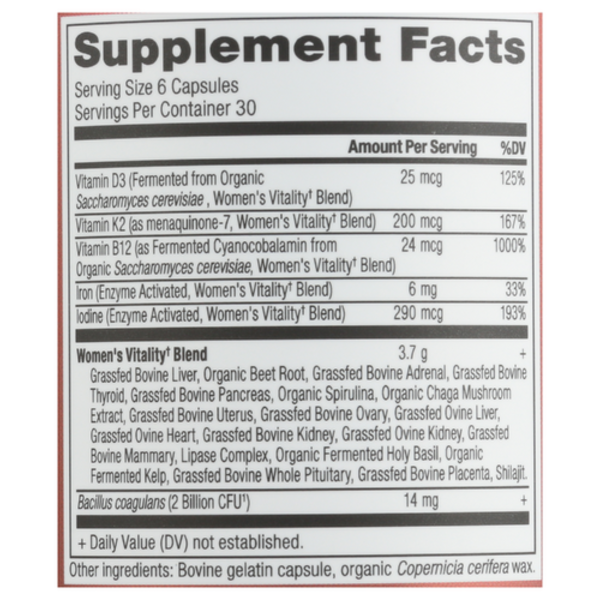 Supplement facts label with detailed nutritional information on a white background