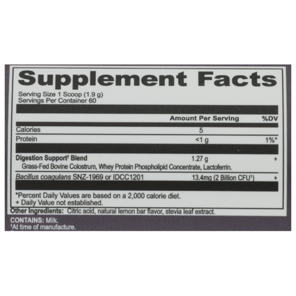 Supplement facts label on a white background