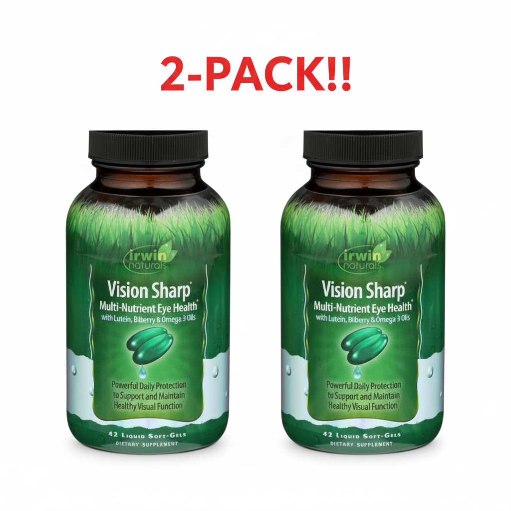 Irwin Naturals Vision Sharp supplement bottle on a white background