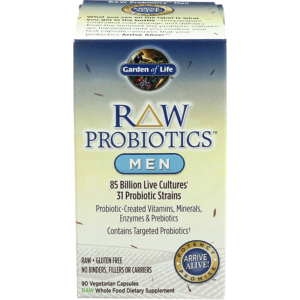 Box of Garden of Life Raw Probiotics for men on a white background
