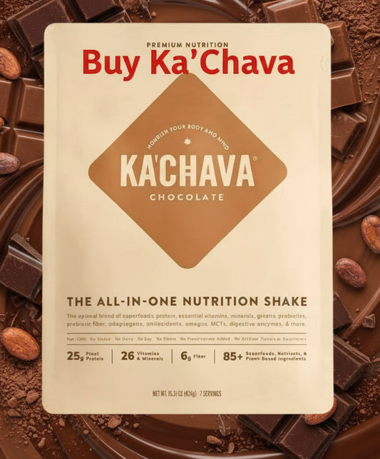 Small bag (434g) of KA'CHAVA All-in-One Nutrition Shake in Chocolate flavor.