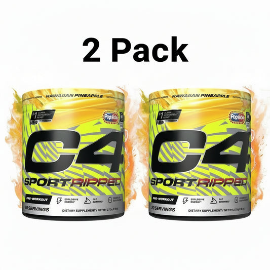2 Pack! TWO C4 Sport Ripped Pre-Workout Powder, Popsicle® Hawaiian Pineapple, 20 Servings