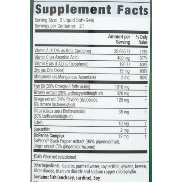 Supplement facts label with detailed nutritional information on a white background