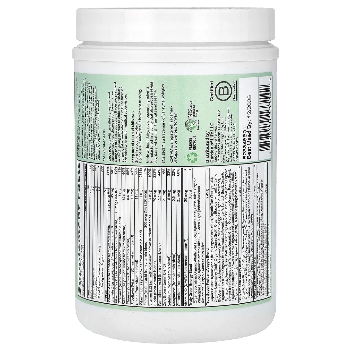 Back label of a supplement container with text and barcodes on a white background
