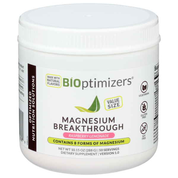 BiOptimizers Magnesium Breakthrough supplement jar on a white background
