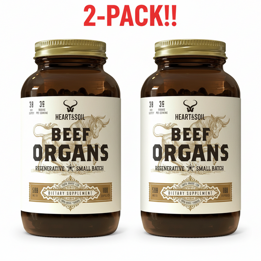 Heart & Soil Beef Organs Supplement (2-Pack) | Grass-Fed Liver, Heart & Kidney | 360 Total Capsules | Value Bundle