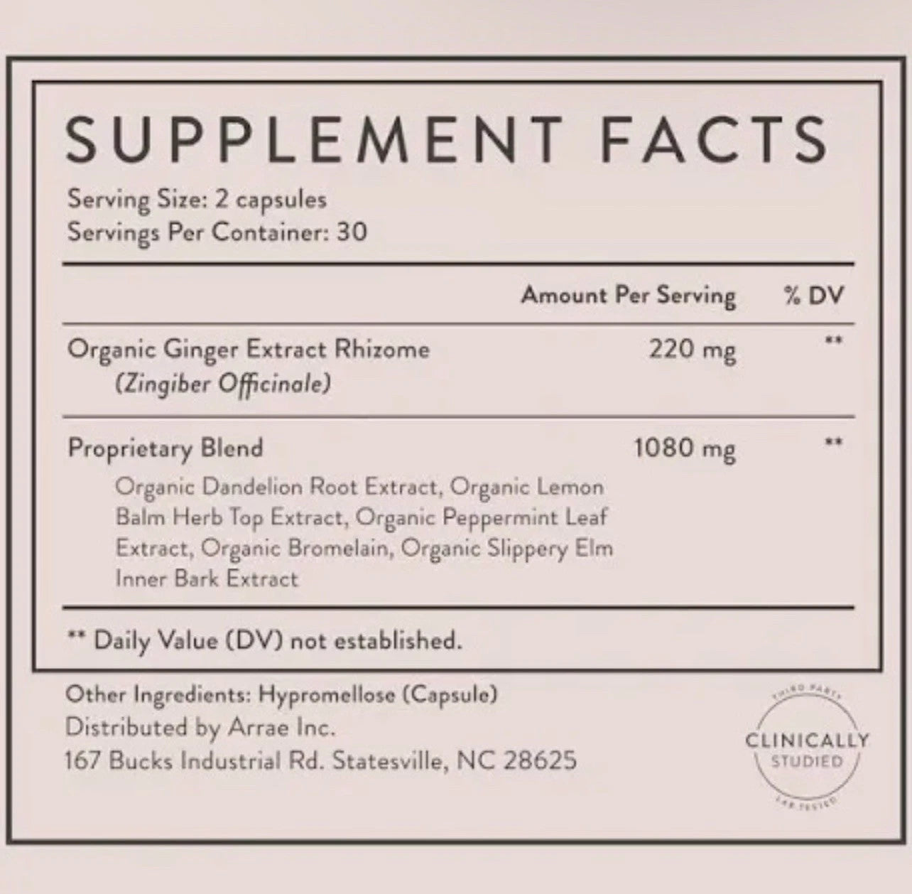 Clear close-up of the supplement facts panel showing the Creatine Monohydrate content and the simple ingredient list.