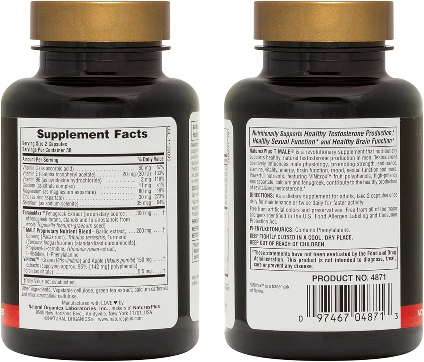 Two supplement bottles with labels showing 'Supplement Facts' and product details on a white background.