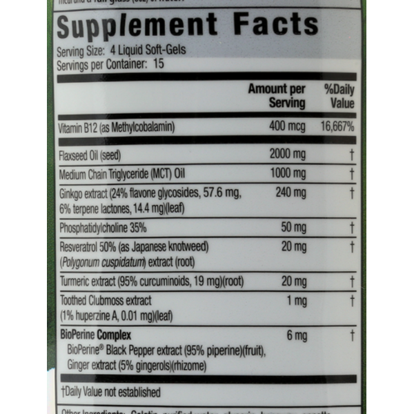Supplement facts label with various nutrients listed on a white background