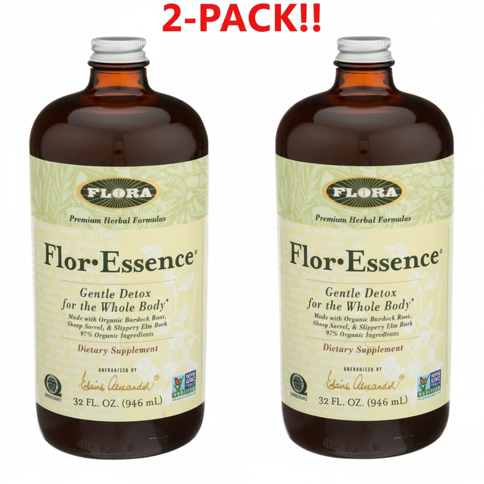 Flora Flor Essence Herbal Cleanse Liquid 32 fluid ounce two-pack bundle