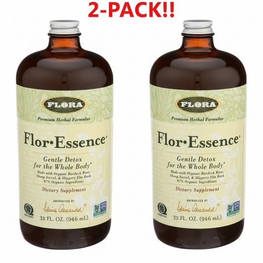 Flora Flor Essence Herbal Cleanse Liquid 32 fluid ounce two-pack bundle