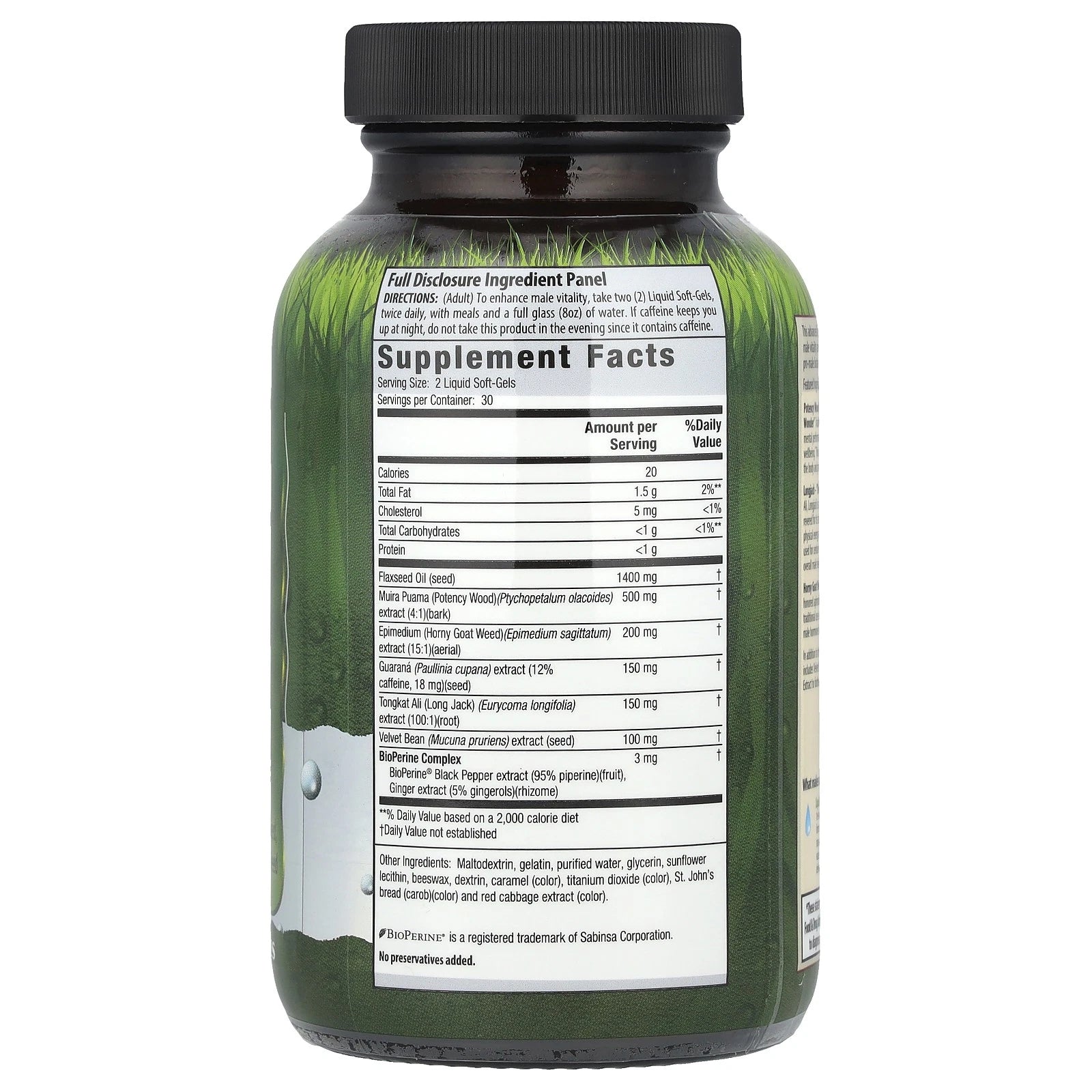 Supplement bottle with label showing 'Supplement Facts' on a white background