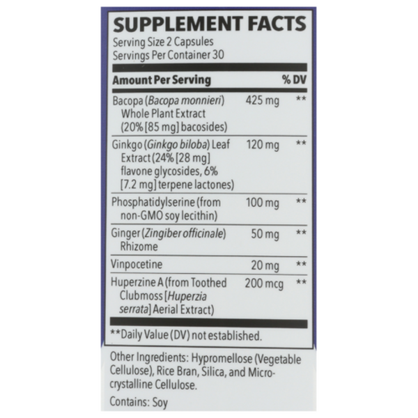 Supplement facts label with detailed ingredient list on a white background