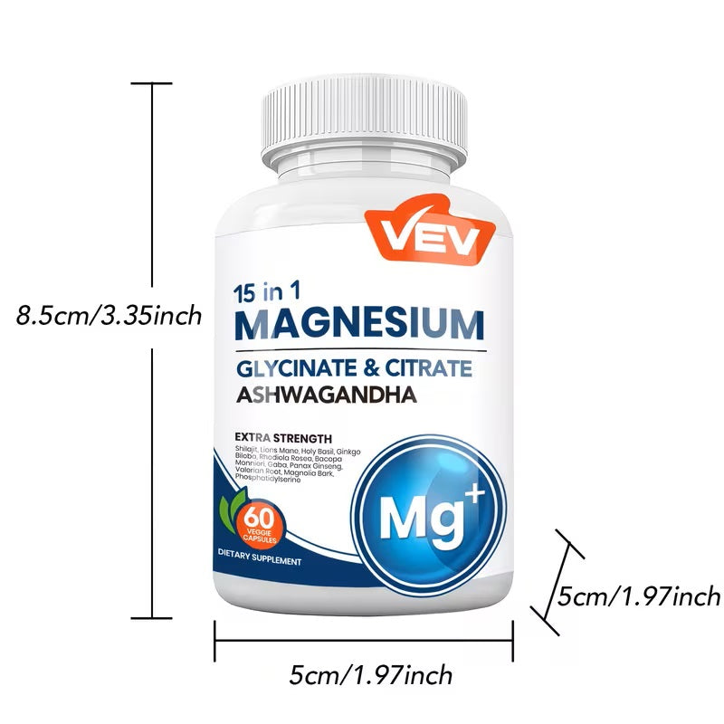 60 Capsules Calm Support with Magnesium, Vitamin D3, L-Theanine & Ashwagandha | Daily Balance Formula for Relaxation, Mood & Wellness - Gentle Mineral & Herbal Blend for Everyday Use