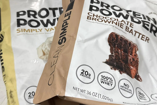 2 Bags Clean and Simple Eats Protein Powder Vanilla&Chocolate 30 serv ea ex 6/26