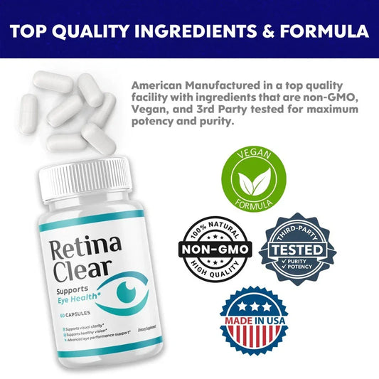 RetinaClear Eye Health Support Capsules with Lutein Eye Health Supplements Peaceful Pleasures Health and Wellness