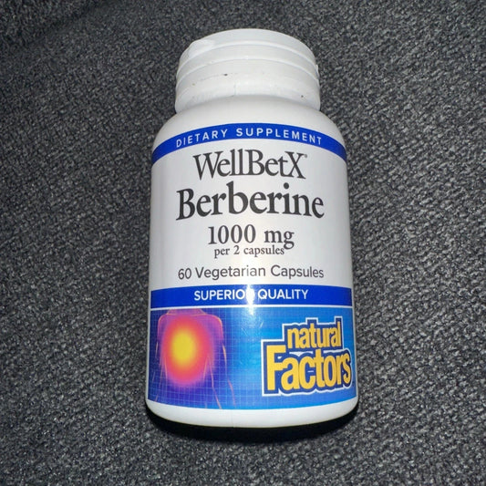 2 Bottles Natural Factors WellBetX Berberine 500 mg 60 Veg Caps Ex 7/28