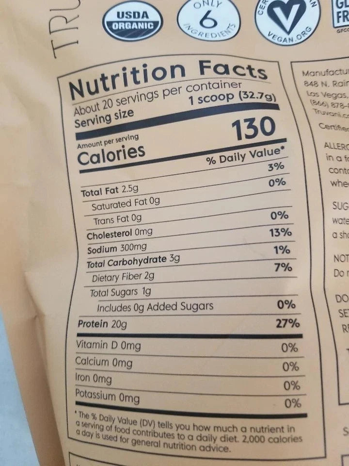 2 Pack! Lot of TWO TRUVANI Protein Powder Peanut Butter 1.44 lbs 25.1oz Ex 1/27