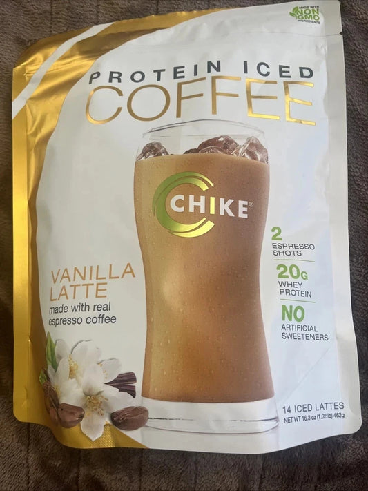 2 Pack! Lot of TWO Chike Protein Iced Coffee Vanilla Latte 16.3oz 462g Exp. 10/26