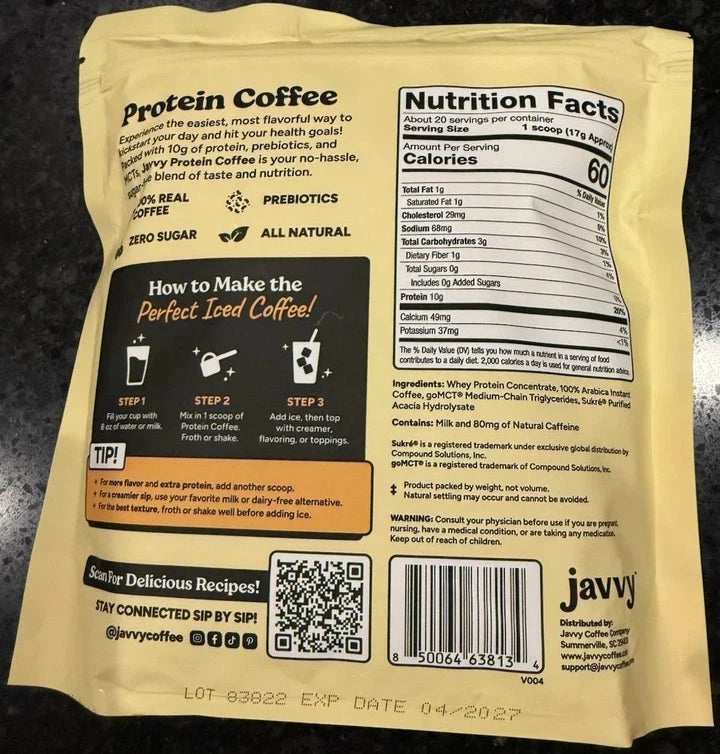 2 Pack! TWO Javvy Protein coffee Original 9oz 14 serv Ex 6/27