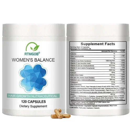 Women's Balance Hair Growth Supplements for Ages 45+ Hair Growth Supplements Peaceful Pleasures Health and Wellness